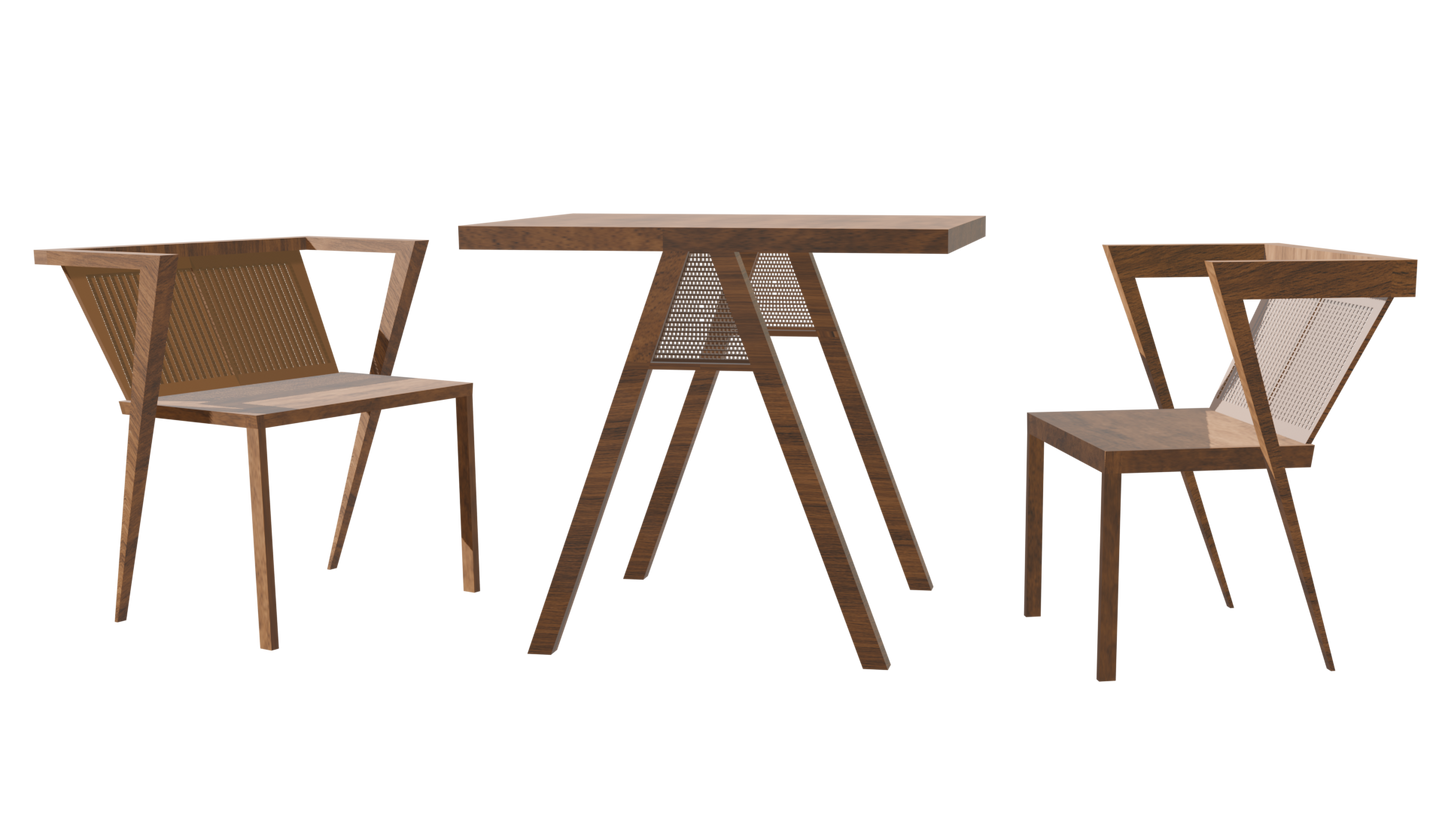 Space Saver Decorative Wood Table and Two Chairs
