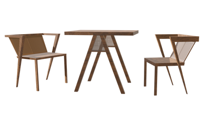 Space Saver Decorative Wood Table and Two Chairs
