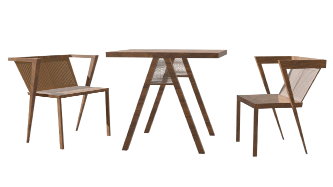 Space Saver Decorative Wood Table and Two Chairs