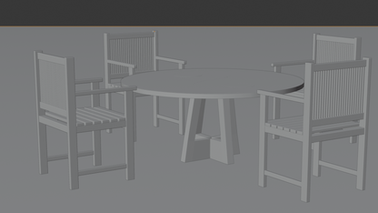 Spiritual Wooden Table & Four-Arm Chairs Set