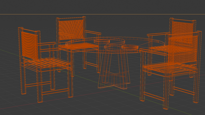 Spiritual Wooden Table & Four-Arm Chairs Set